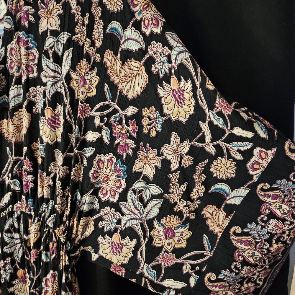 New, black, floral, maternity, kimono dress - Picture 4 of 15